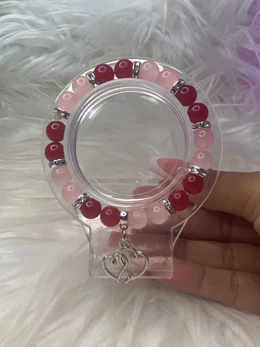 Red and Pink Valentine’s Heart Bracelet